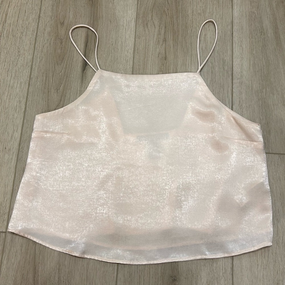 Blush satin crop top